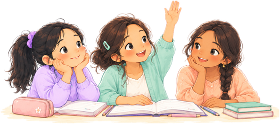 Girls learning together
